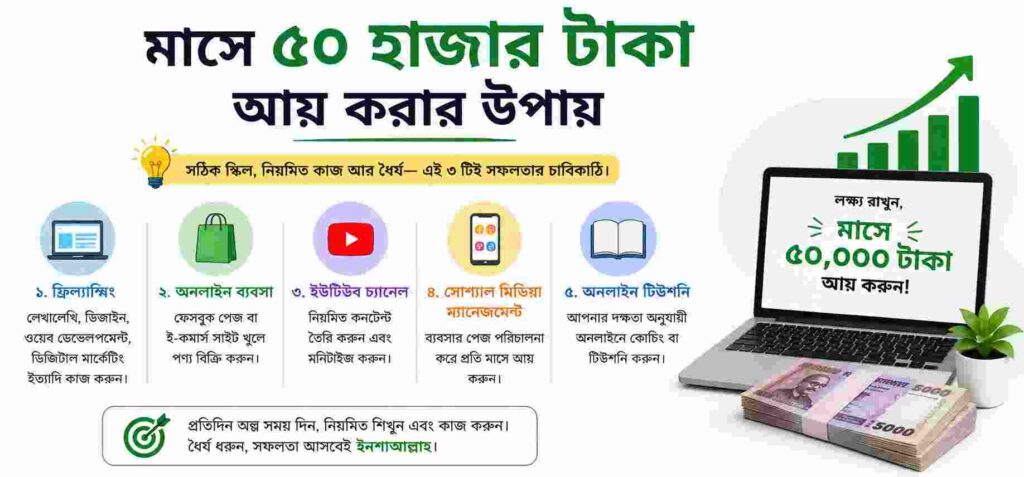 মাসে ৫০ হাজার টাকা আয় করার উপায়