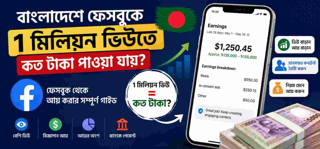বাংলাদেশে ফেসবুকে ১ মিলিয়ন ভিউতে কত টাকা পাওয়া যায়
